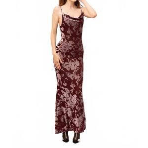 NEW FORE COLLECTION petra maxi dress in burgundy